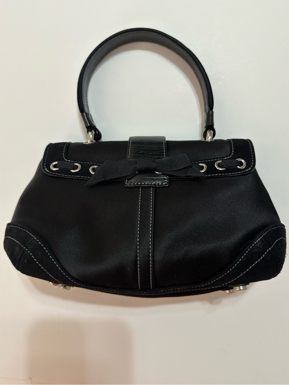 COACH Y2K VINTAGE 2004 MADISON MINI TOP HANDLE CRYSTAL SATIN SUEDE BAG RARE MINT - Picture 4 of 15